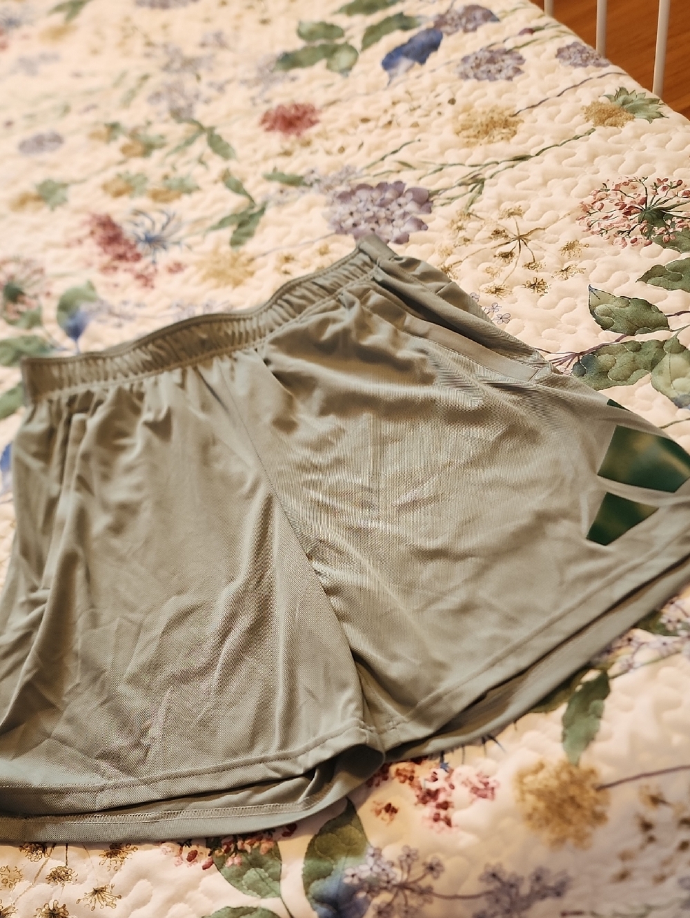 adidas Sage Green Athletic Shorts with Drawstring